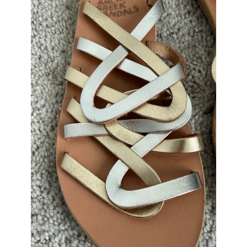 Ancient Greek Sandals Metallic Leather Strappy Slide Sandals Brown Women's 39 - Picture 3 of 9
